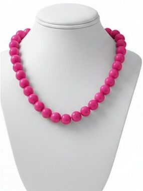 Hot Pink Statement Beaded Necklace Gold Clasp Adjustable Bold Pop Color